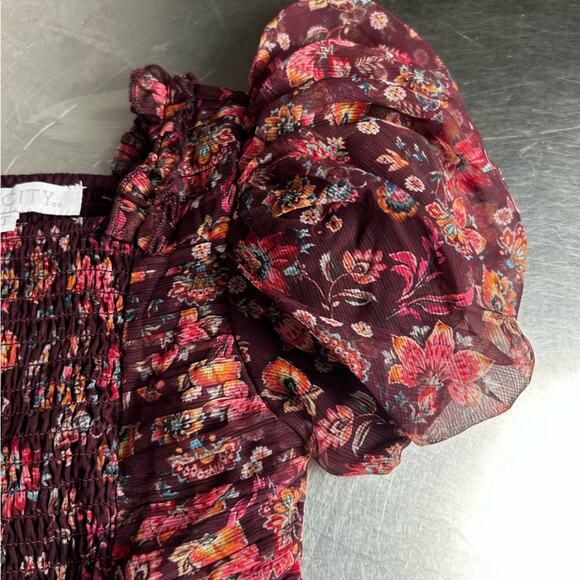 Ivy City Co Mini Stephanie Top Dramatic Puff Sleeve Square Neck Smocked Blouse 2 - Picture 5 of 6